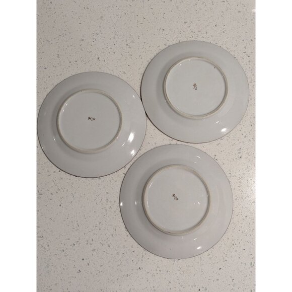 Set Of 3 Kutani Eggshell China bread dessert Plates Bamboo Design Geometric Bord - Picture 9 of 11